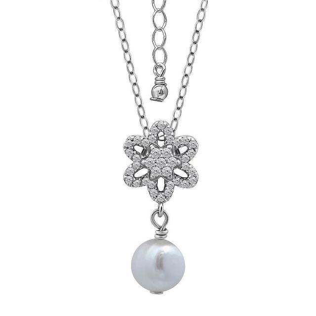 Aleure Precioso Sterling Silver Freshwater Cultured Pearl Drop Celestial Pendant Necklace, Womens, Silver Tone Product Image