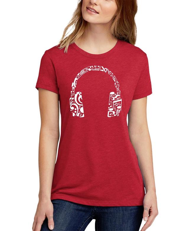 Womens Word Art Music Note Headphones T-Shirt Product Image