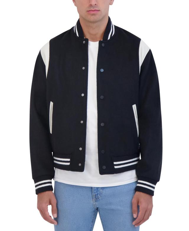 Hudson Mens Varsity Jacket with Faux Leather Trim Product Image