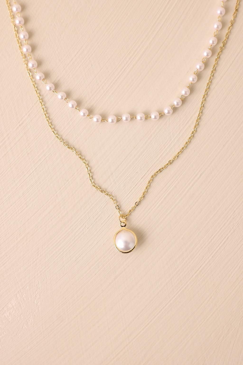 Stardust Serenade Ivory Pearl Layered Necklace Product Image