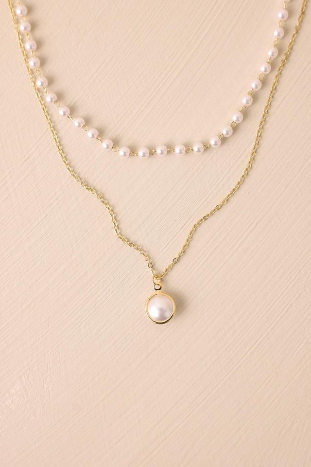 Stardust Serenade Ivory Pearl Layered Necklace Product Image