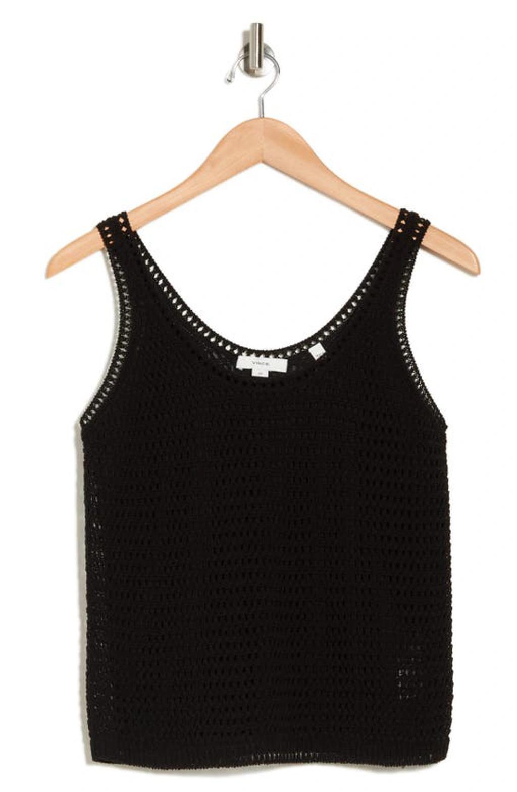 VINCE Crochet Tank Top In Black Product Image