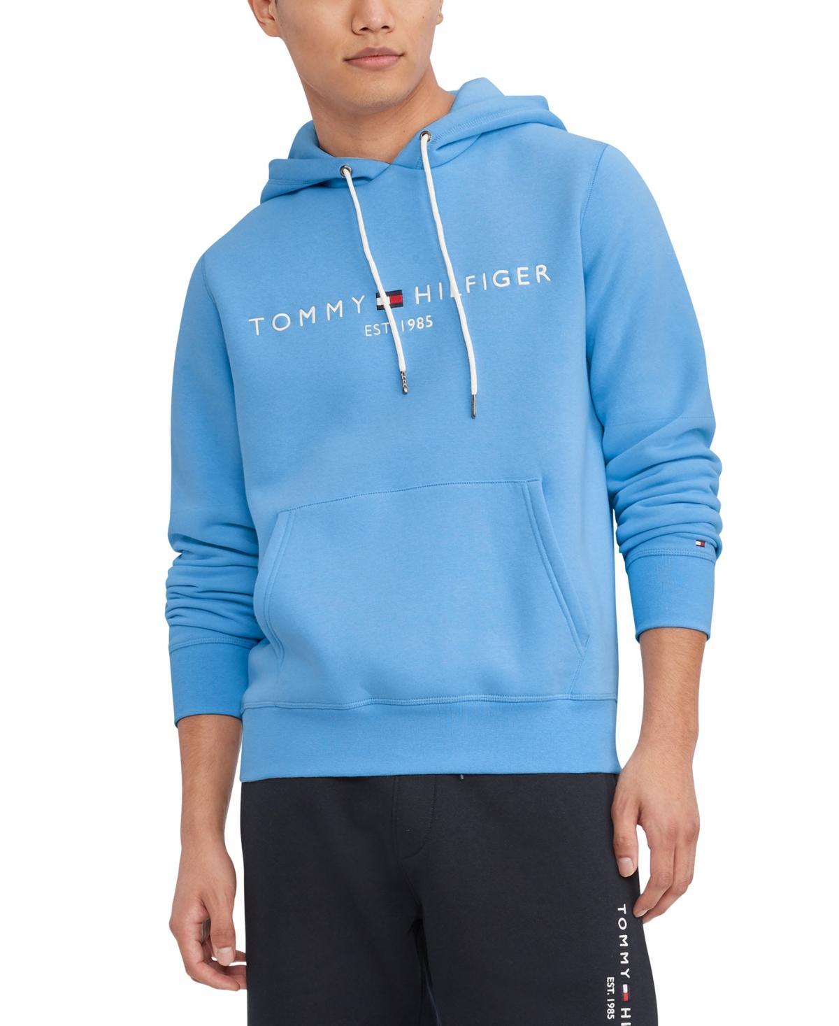 Mens Tommy Hilfiger Embroidered Logo Hoodie Cloud Grey Product Image