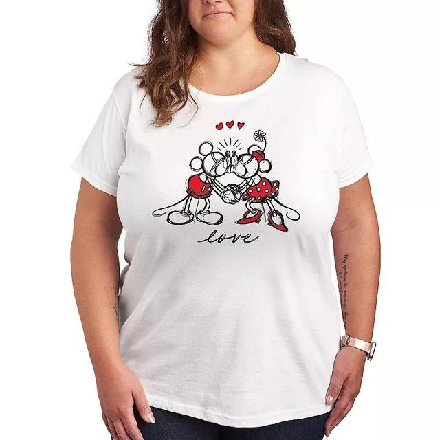 Disneys Mickey & Minnie Mouse Plus Size Love Sketch Graphic Tee, Womens Product Image