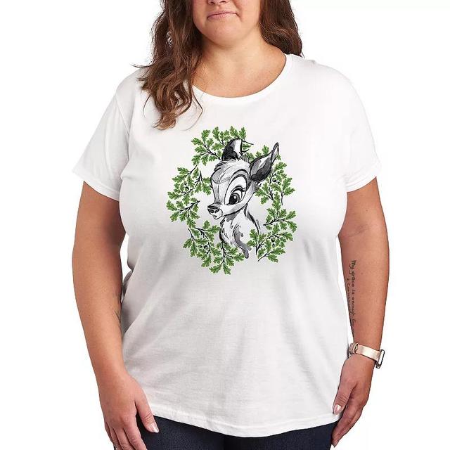 Disneys Bambi Plus Wreath Graphic Tee, Womens Grey Gray Product Image