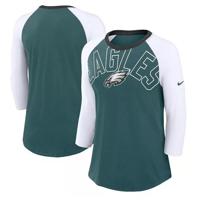 Womens Nike Midnight /White Philadelphia Eagles Knockout Arch Raglan Tri-Blend 3/4-Sleeve T-Shirt Product Image