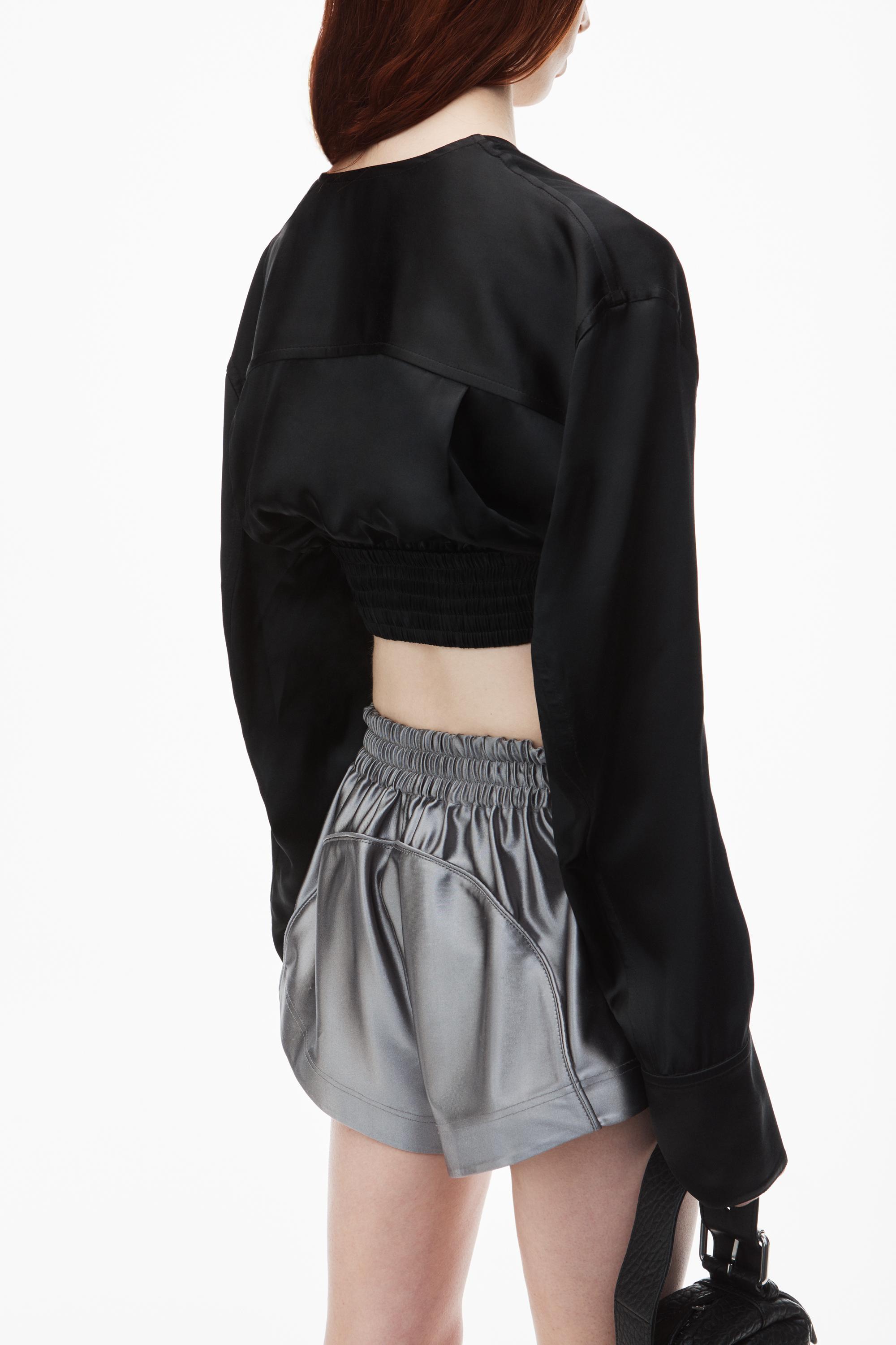 Cropped V-neck Blouse In Satin Jersey Product Image