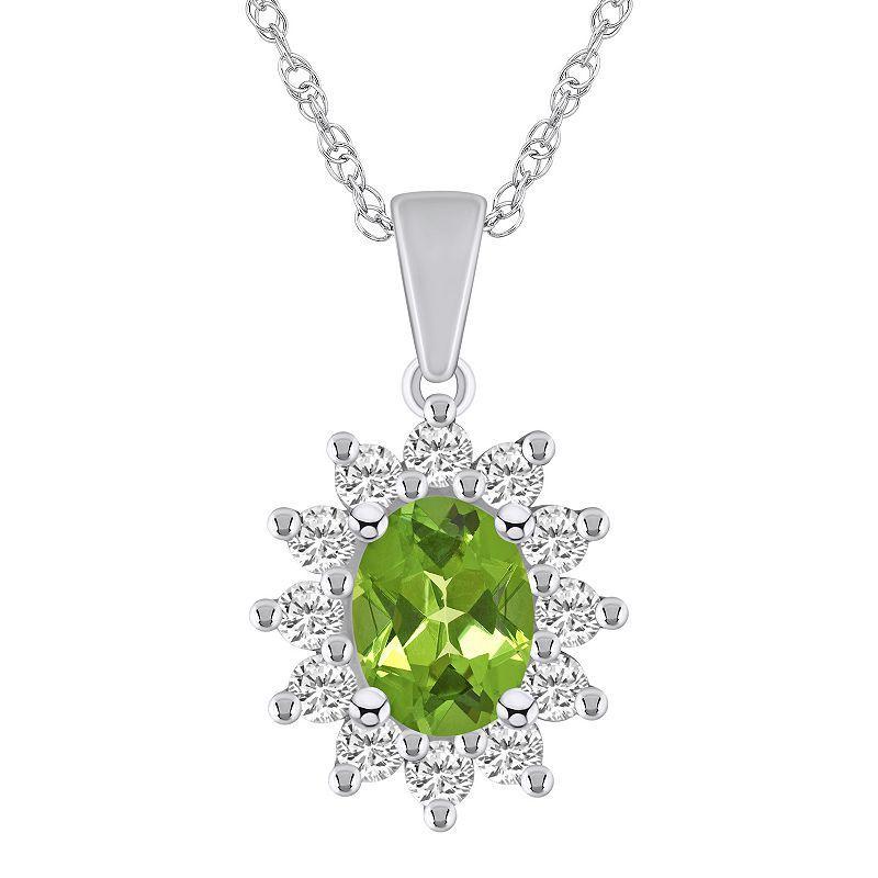 Alyson Layne 14k White Gold Oval Peridot & 5/8 Carat T.W. Diamond Pendant Necklace, Womens Green Product Image