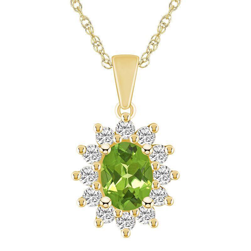 Alyson Layne 14k Gold Oval Peridot & 5/8 Carat T.W. Diamond Pendant Necklace, Womens Product Image