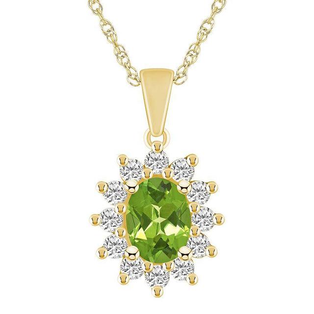 Alyson Layne 14k Gold Oval Peridot & 5/8 Carat T.W. Diamond Pendant Necklace, Womens Green Product Image