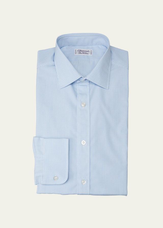 Mens Micro-Check Cotton Dress Shirt Product Image