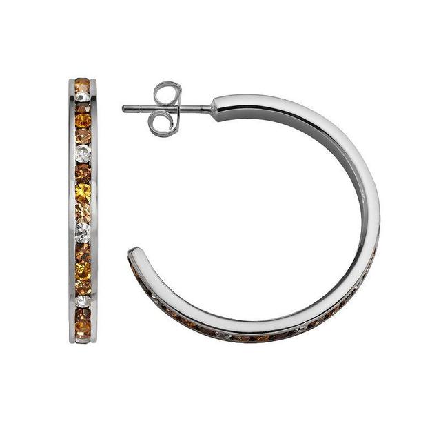 Traditions Jewelry Company Sterling Silver Yellow & White Crystal Hoop Earrings, Womens Product Image