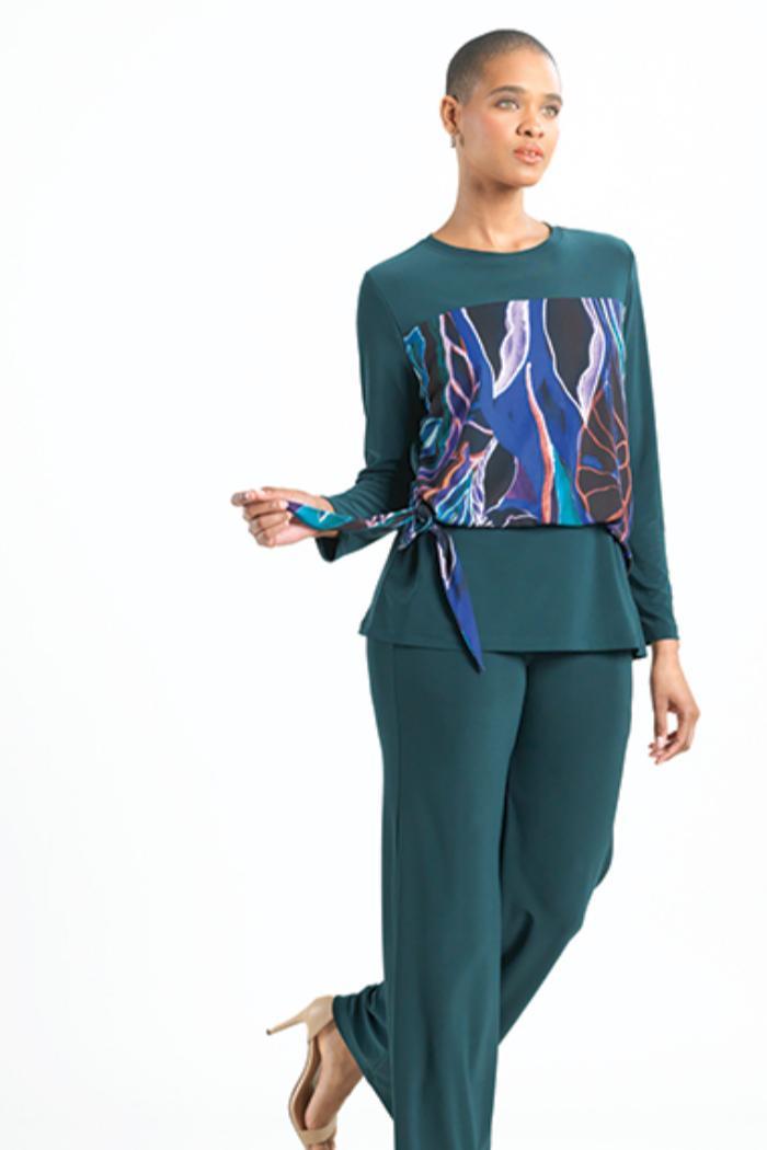 Floral Multi and Hunter green Blouse with Loose Drape product image