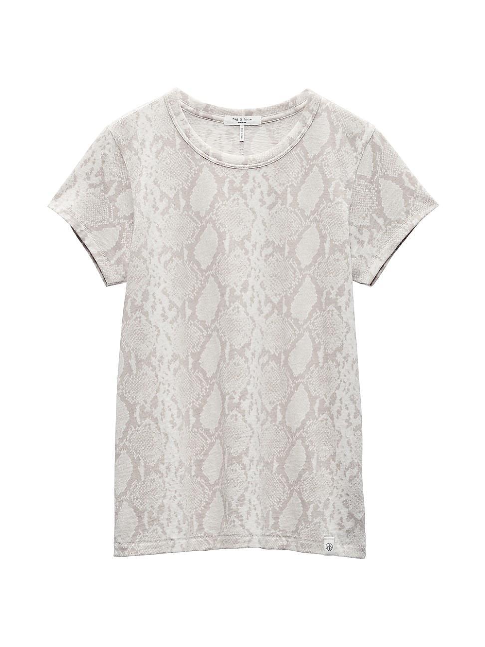 Womens Snakeskin Print Cotton T-Shirt Product Image