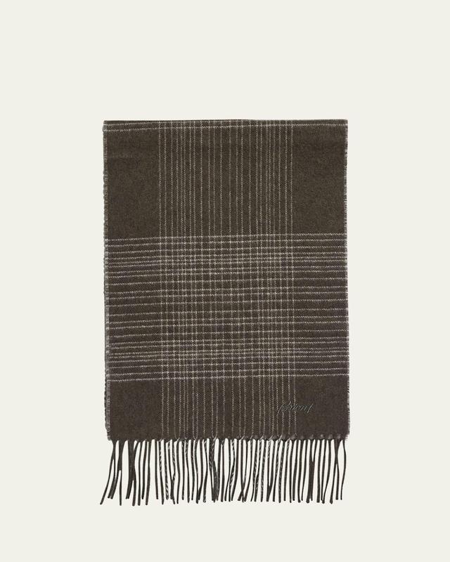 Mens Plaid Fringe Silk Cashmere Scarf Product Image