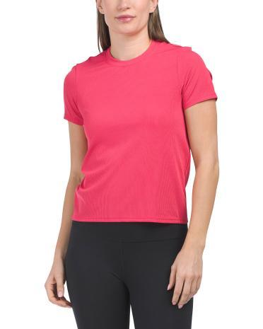 Ice Ribbed Crew Neck Short Sleeve Top For Women Product Image