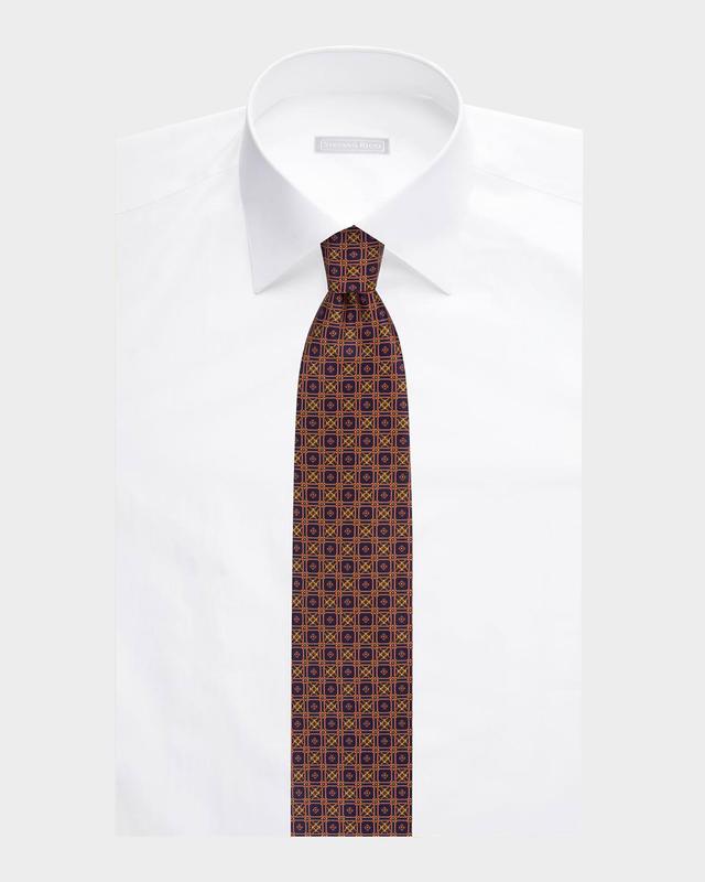 Mens Geometric Silk Tie Product Image