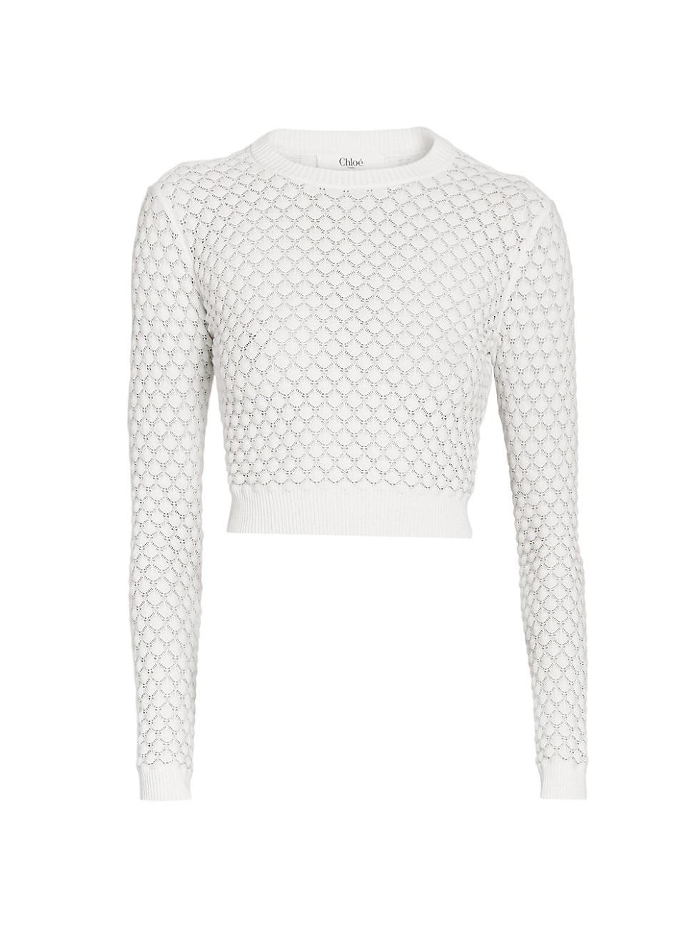 Womens Pointelle Crewneck Sweater Product Image