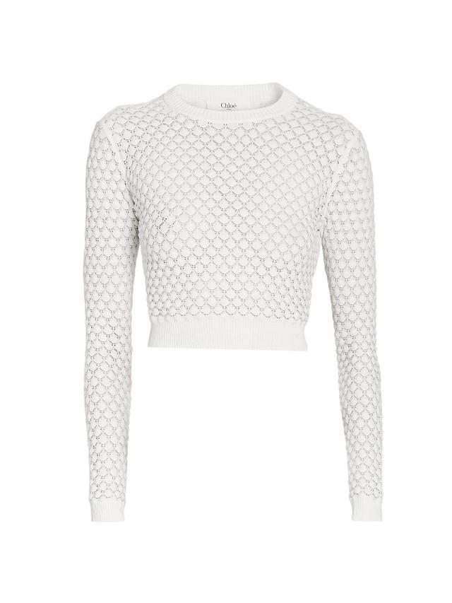 Womens Pointelle Crewneck Sweater Product Image