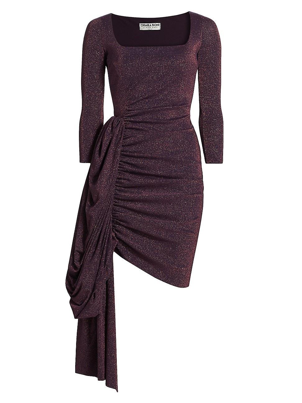 Womens Sugar Squareneck Glitter Midi-Dress Product Image