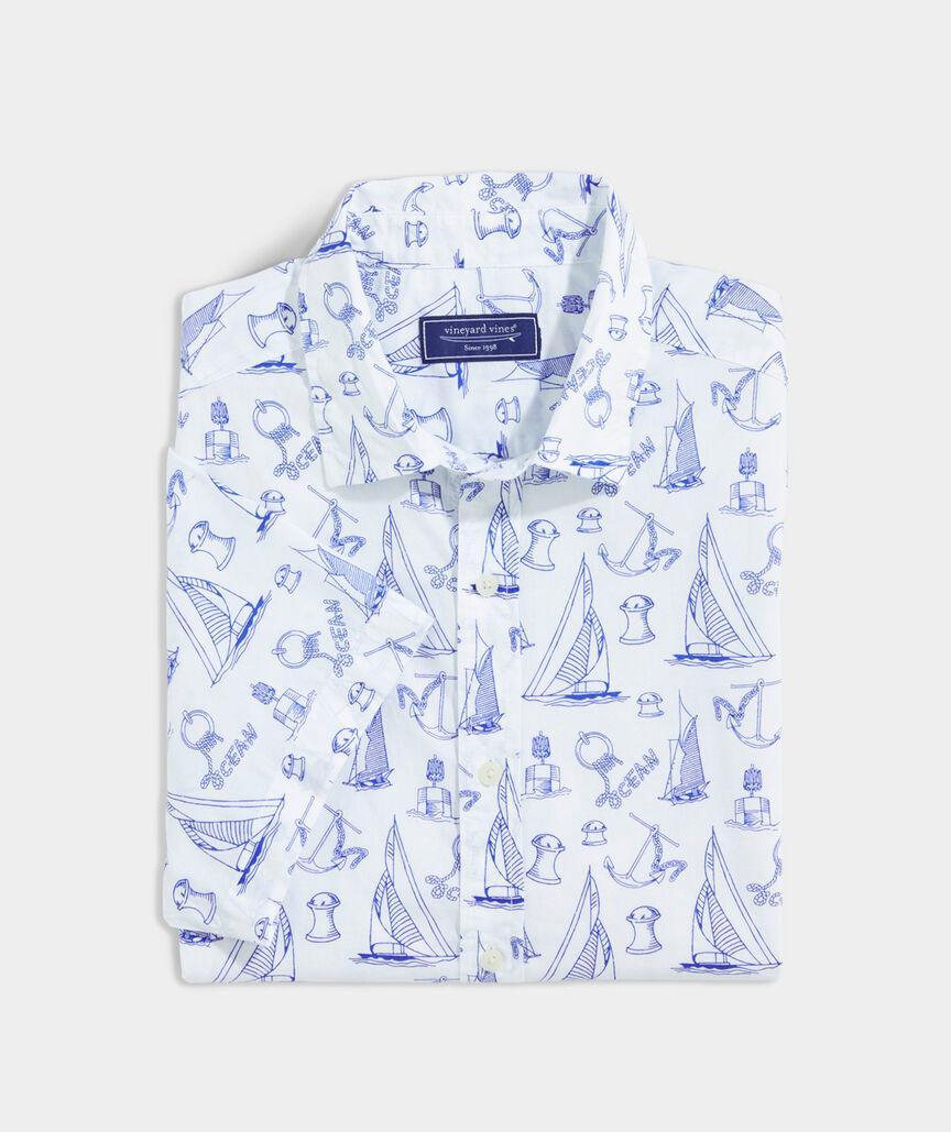 Cotton Short-Sleeve Sail Icons Shirt Product Image