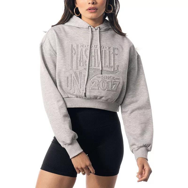 Womens The Wild Collective Heather Gray Nashville SC Cropped Pullover Hoodie Product Image