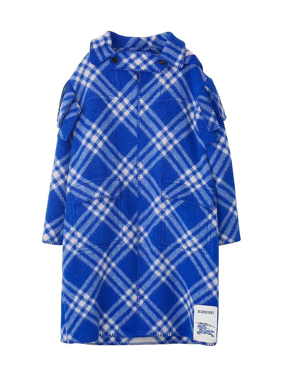 Mens Check Hooded Wool Coat Product Image