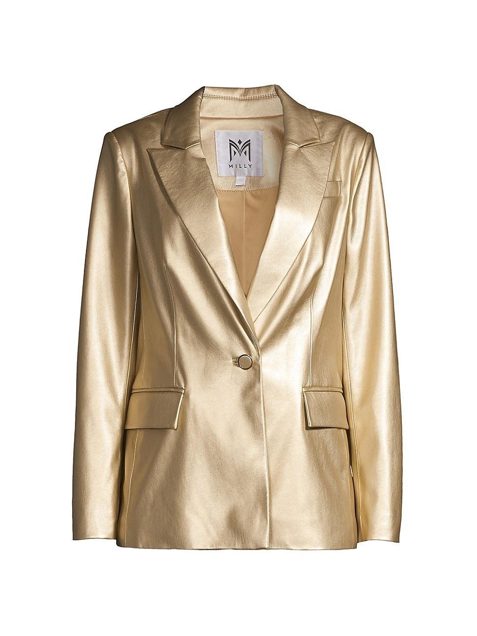 Womens Alexa Faux Leather Blazer Product Image