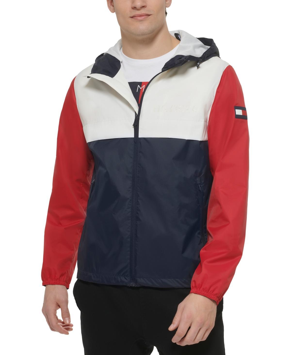 Tommy Hilfiger Mens Stretch Hooded Zip-Front Rain Jacket Product Image