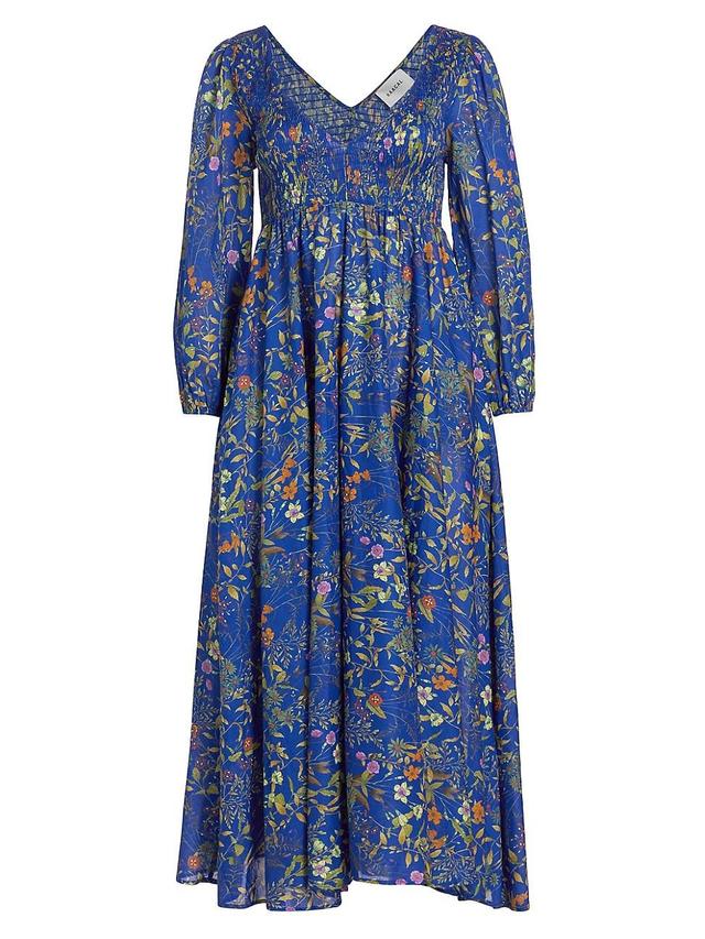 Womens Smocked Floral Maxi Dress Product Image