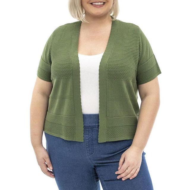 Plus Size Nina Leonard Short Sleeve Bolero, Womens Dark Green Product Image