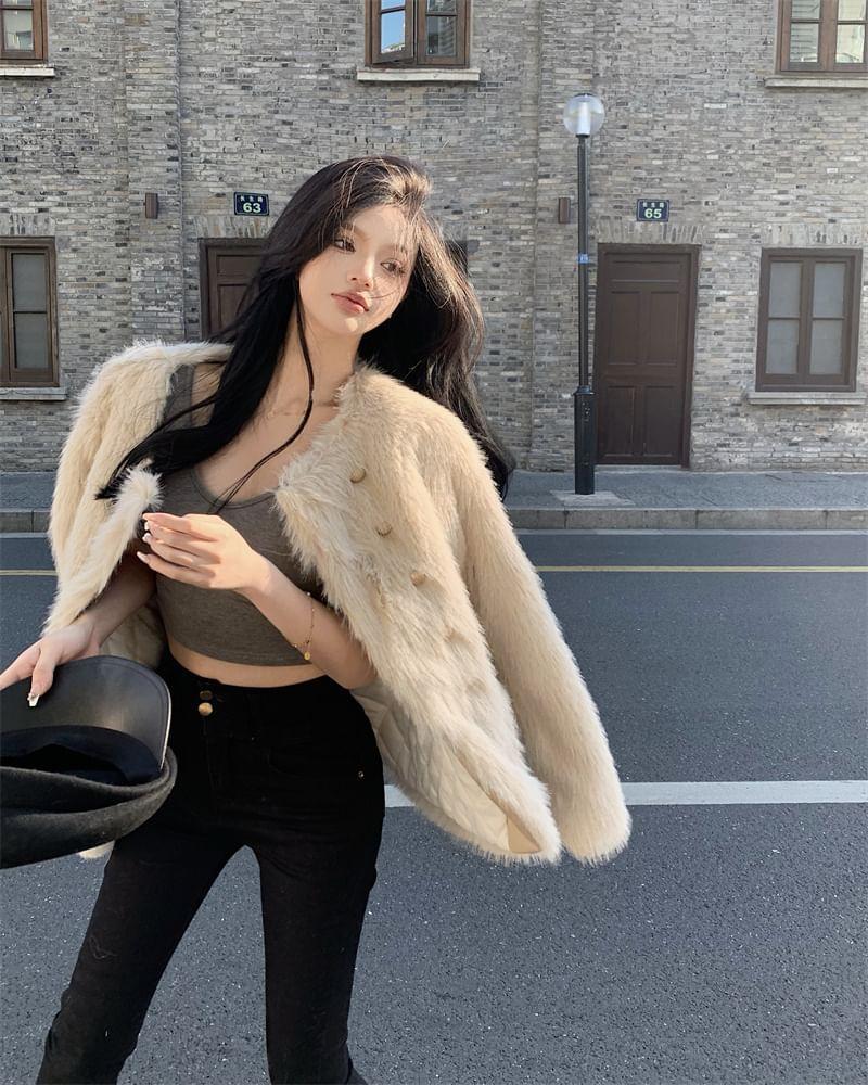 Double-Breasted Faux-Fur Coat product image