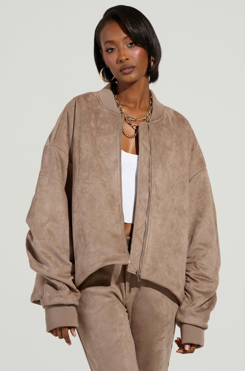 SOFIA FAUX SUEDE BOMBER Product Image