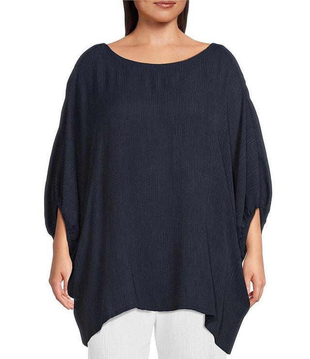 Bryn Walker Plus Size Wilder Crinkle Viscose Round Neck 3/4 Dolman Sleeve Tunic Product Image