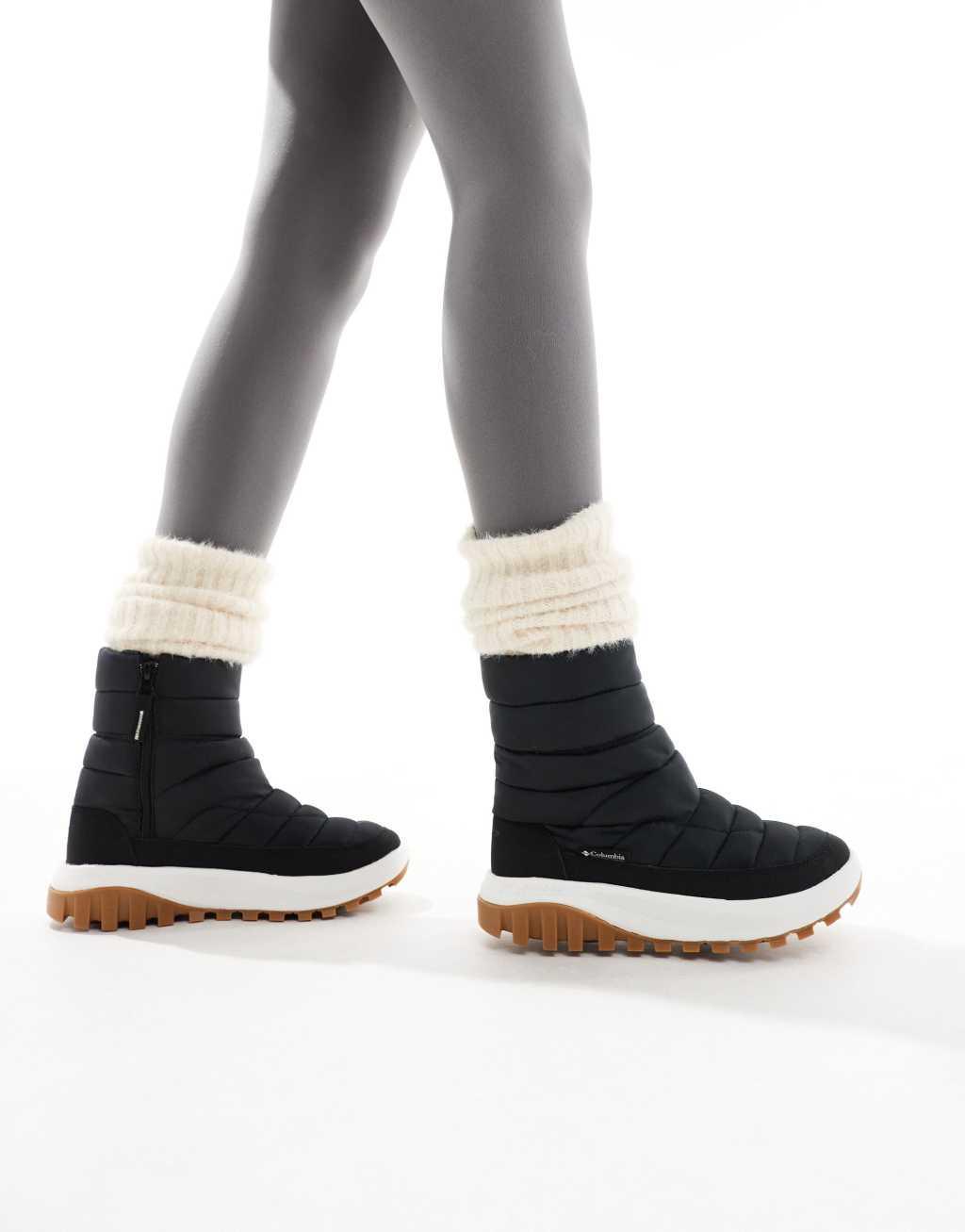 Columbia Snowtrot mid snow boots in black and sea salt Product Image