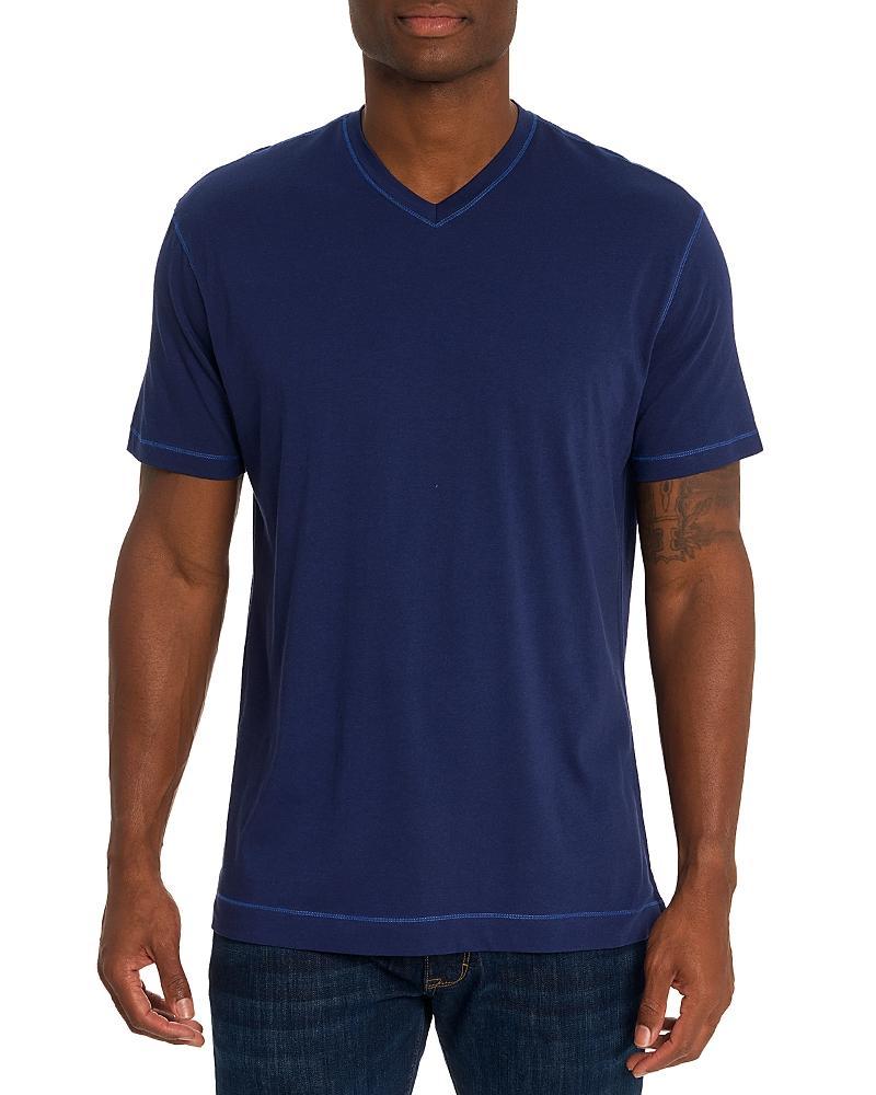 Robert Graham Eastwood Top Stitched V Neck Tee Product Image