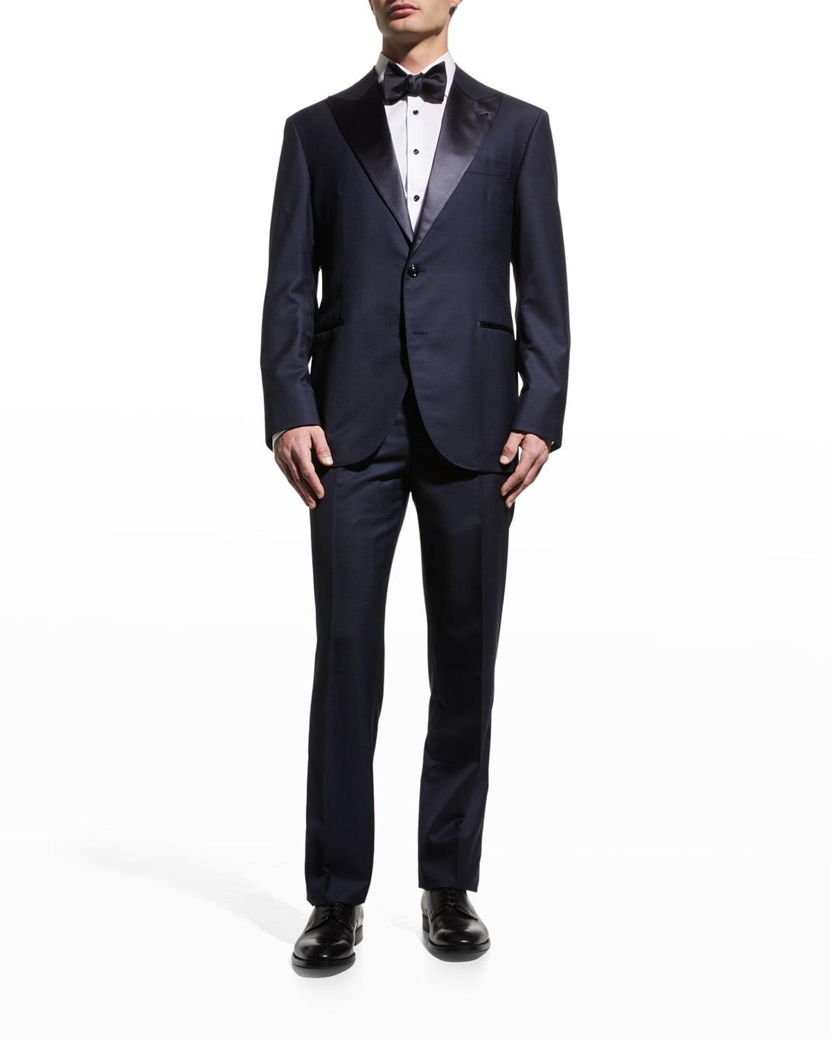 Mens Solid Peak-Lapel Tuxedo Product Image