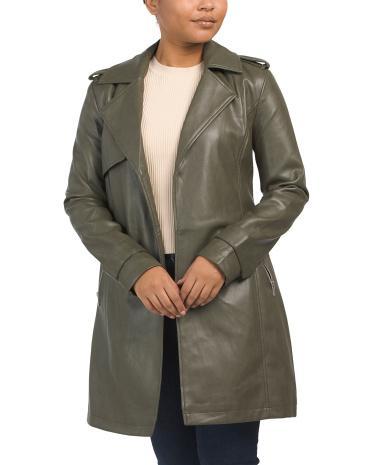 Faux Leather Topper Jacket for Women | Polyester/Leather Product Image