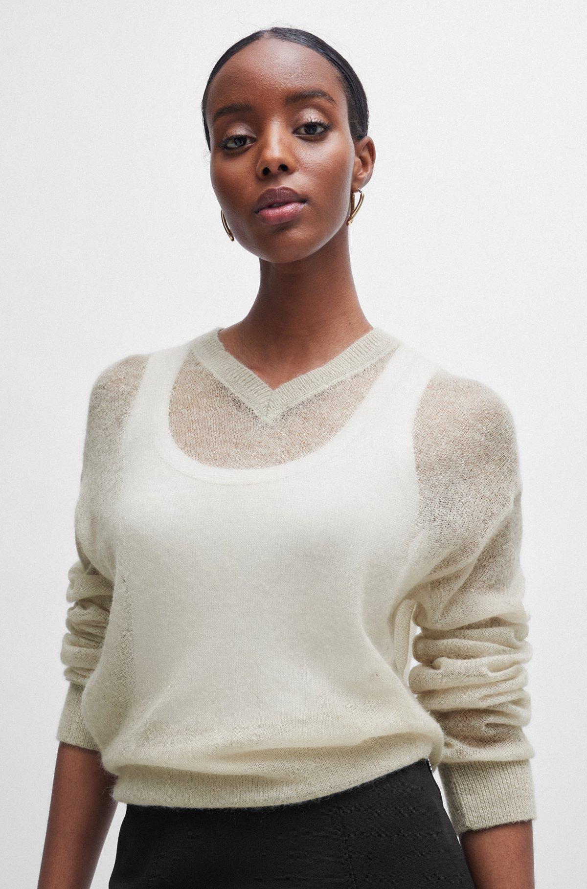 V-neck sweater in a sheer knit Product Image