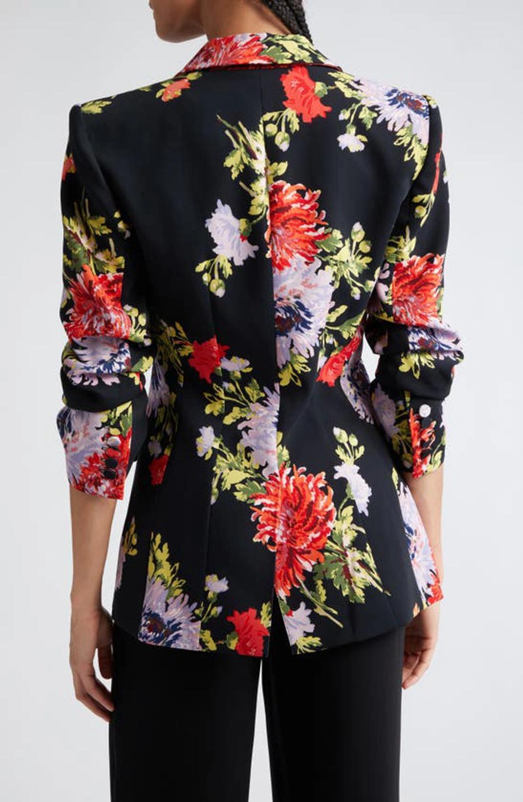 Floral-print Single-breasted Blazer In Black Multi Product Image