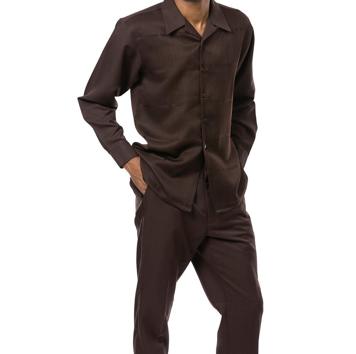 Brown Tone-on-Tone 2 Piece Long Sleeve Walking Suit Set Product Image