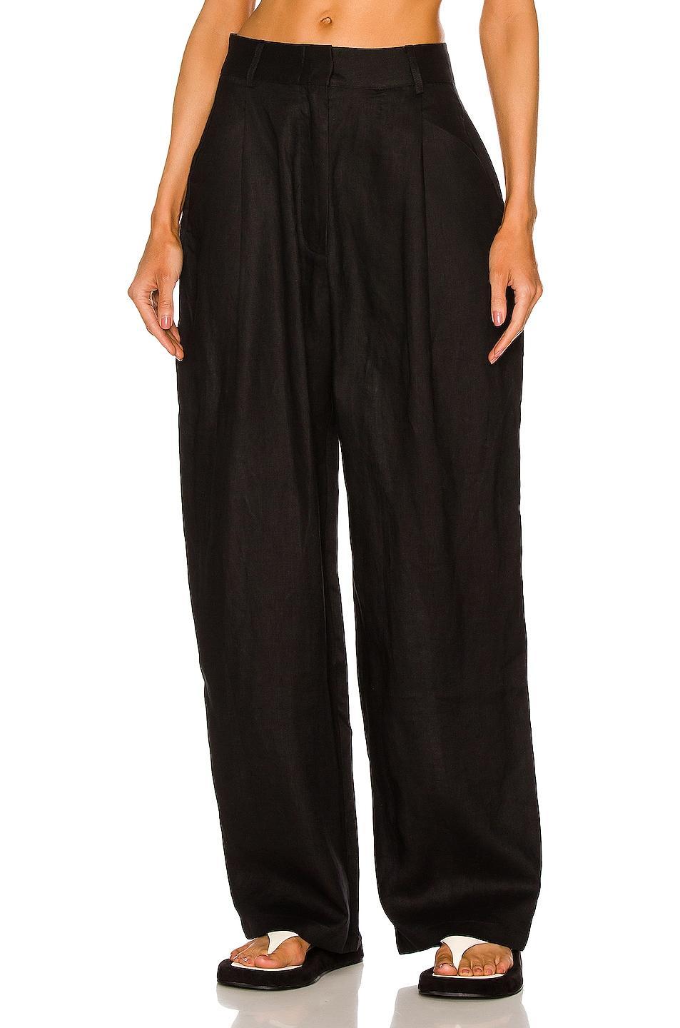 AEXAE Linen Trousers in Black Product Image