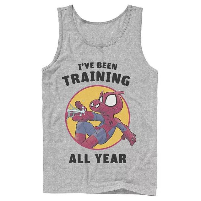 Mens Marvel Spider-Ham Ive Been Training All Year Tank Top, Boys Athletic Grey Product Image