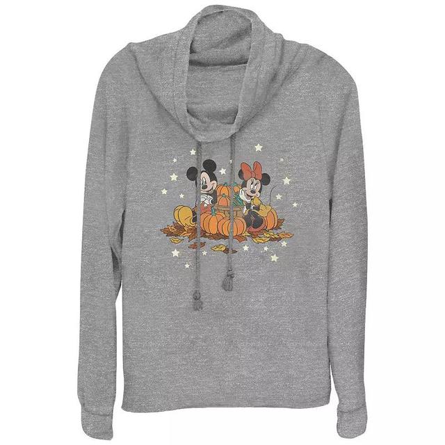 Disneys Mickey Mouse And Minnie Mouse Pumpkin Harvest Plus Size Cowlneck Graphic Lightweight Long Sleeve, Womens Gray Grey Product Image