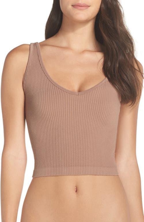 Womens Solid Rib-Knit Crop Tank Product Image