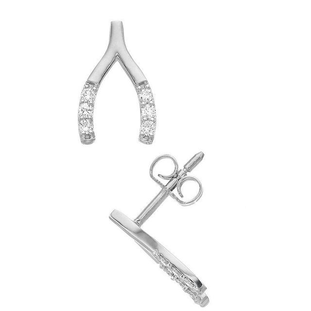 14k White Gold 1/4 Carat T.W. Diamond Wishbone Stud Earrings, Womens Product Image