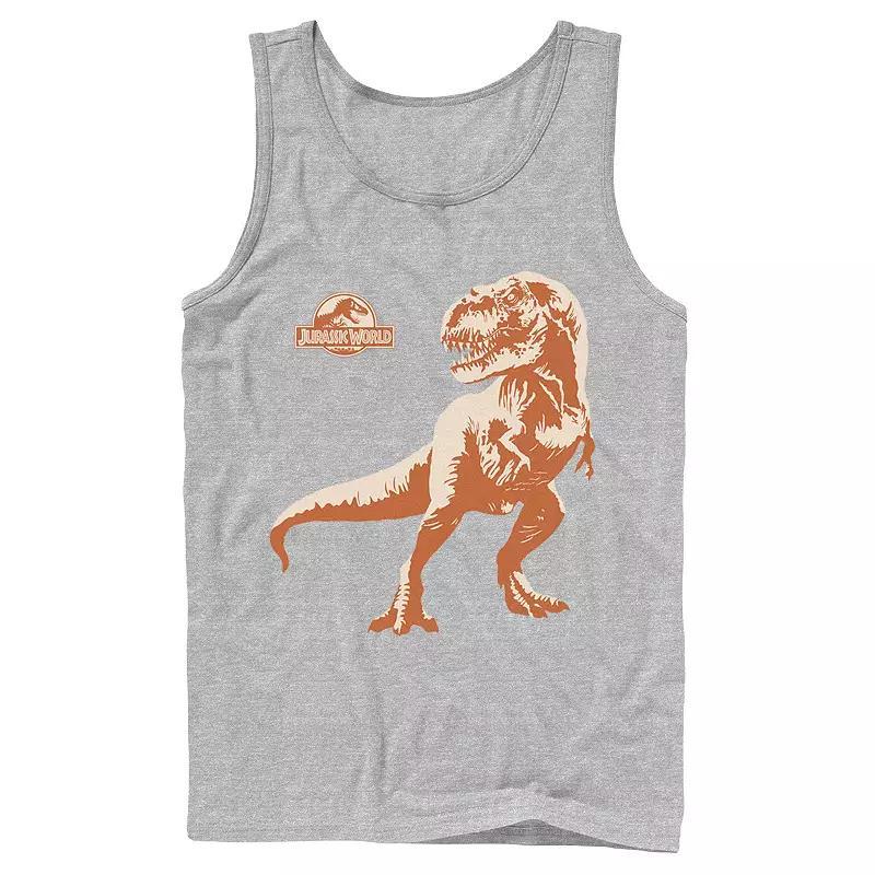 Mens Jurassic Park Orange Hue T-Rex Portrait Logo Tank Top Athletic Grey Product Image