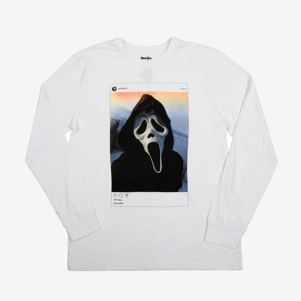 Mens Ghostface Scream Long Sleeve Graphic T-Shirt - White Product Image