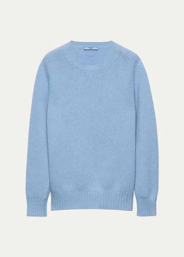 Cashmere Wool Crew-neck Sweater In Light Blue Product Image