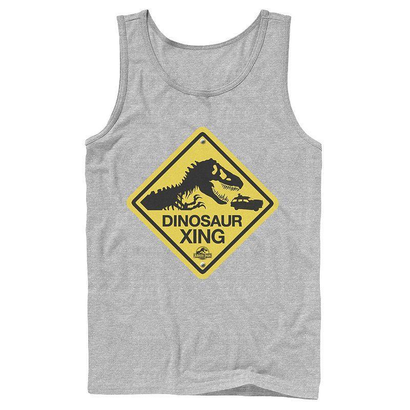 Mens Jurassic Park Dinosaur Crossing Yellow Sign Tank Top Product Image